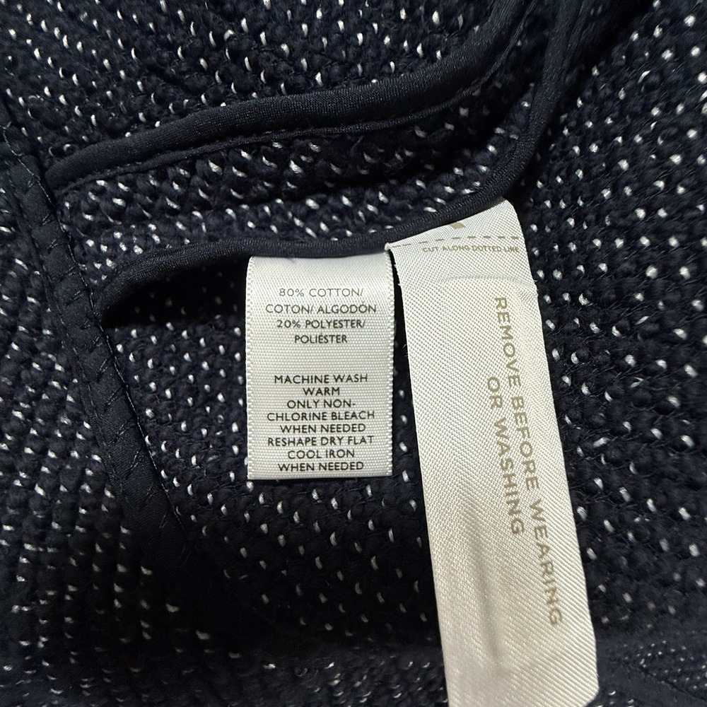 LOFT Womens L Textured Double Breasted Jacket Navy Blue Funnel Neck Career NWT - Picture 5 of 10